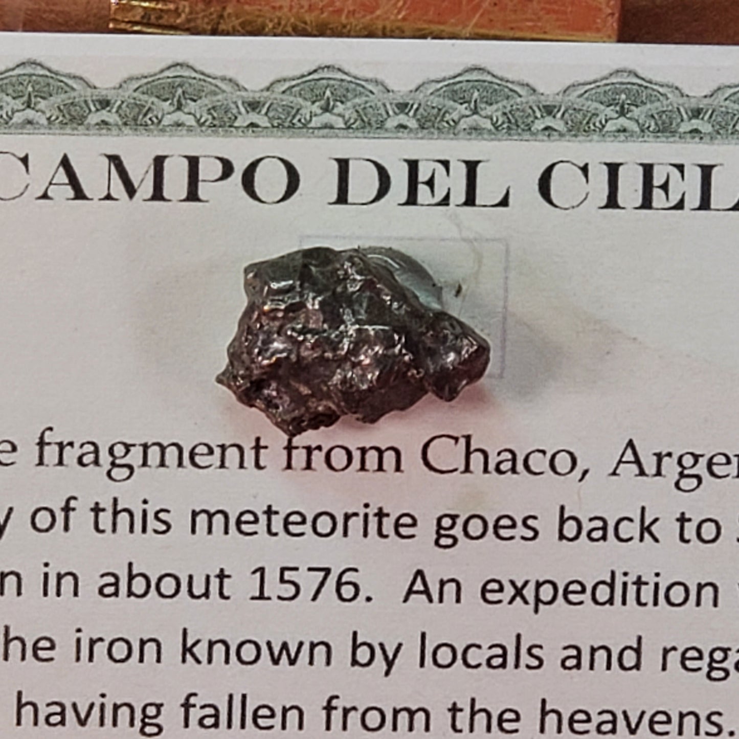 Campo Del Cielo Meteorite fragment from Chaco, Argentina