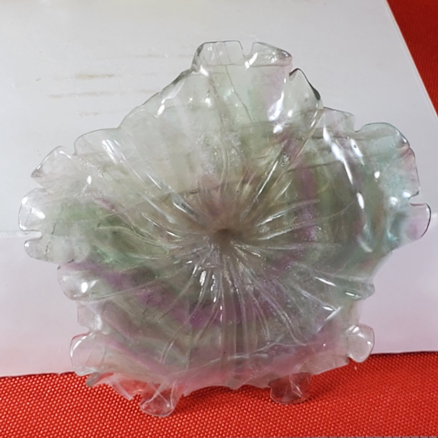 Rainbow Fluorite flower carving