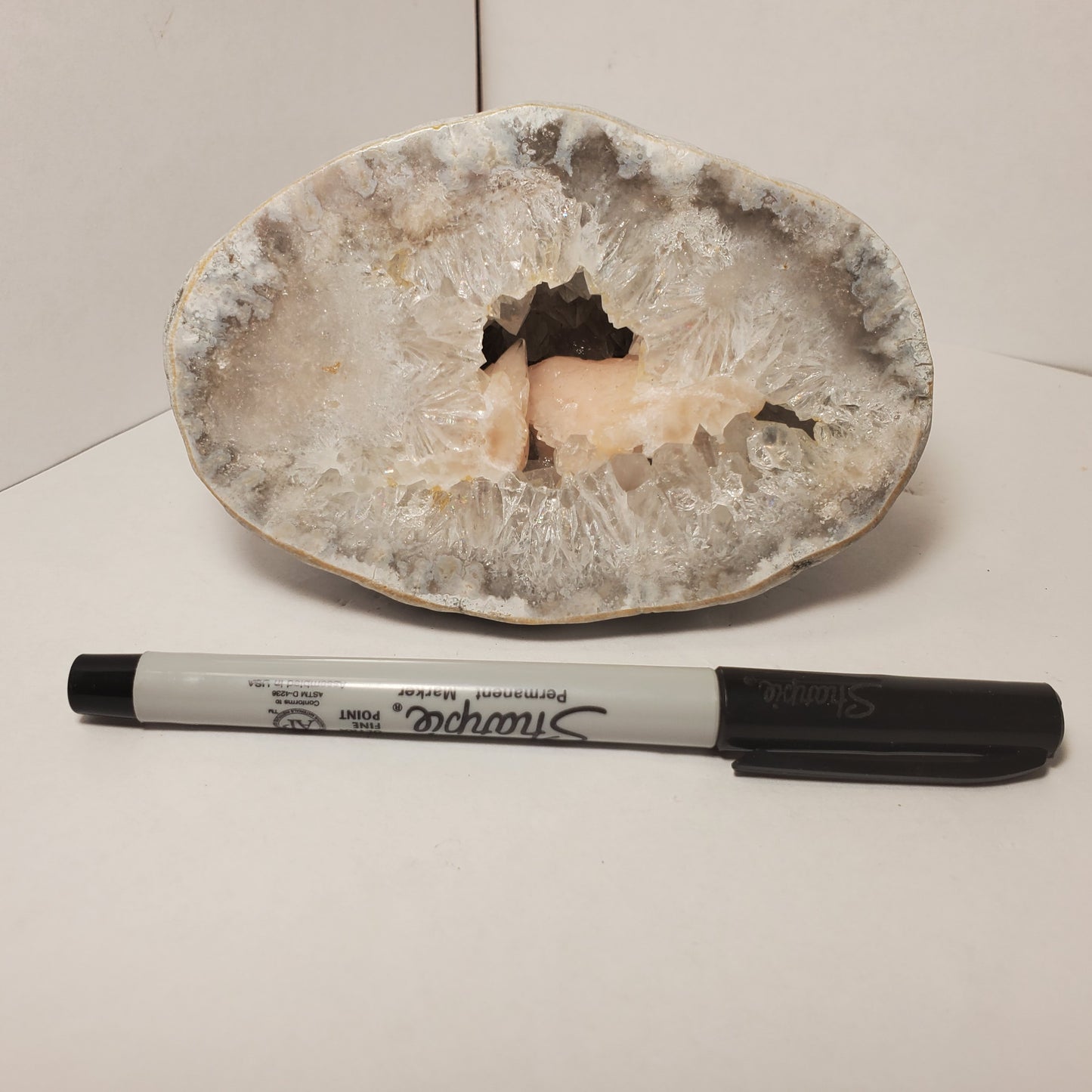 PINK CALCITE POLISHED FABULOUS KEOKUK GEODE HALF