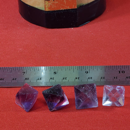 4 purple fluorite octahedrons from Hardin County, IL