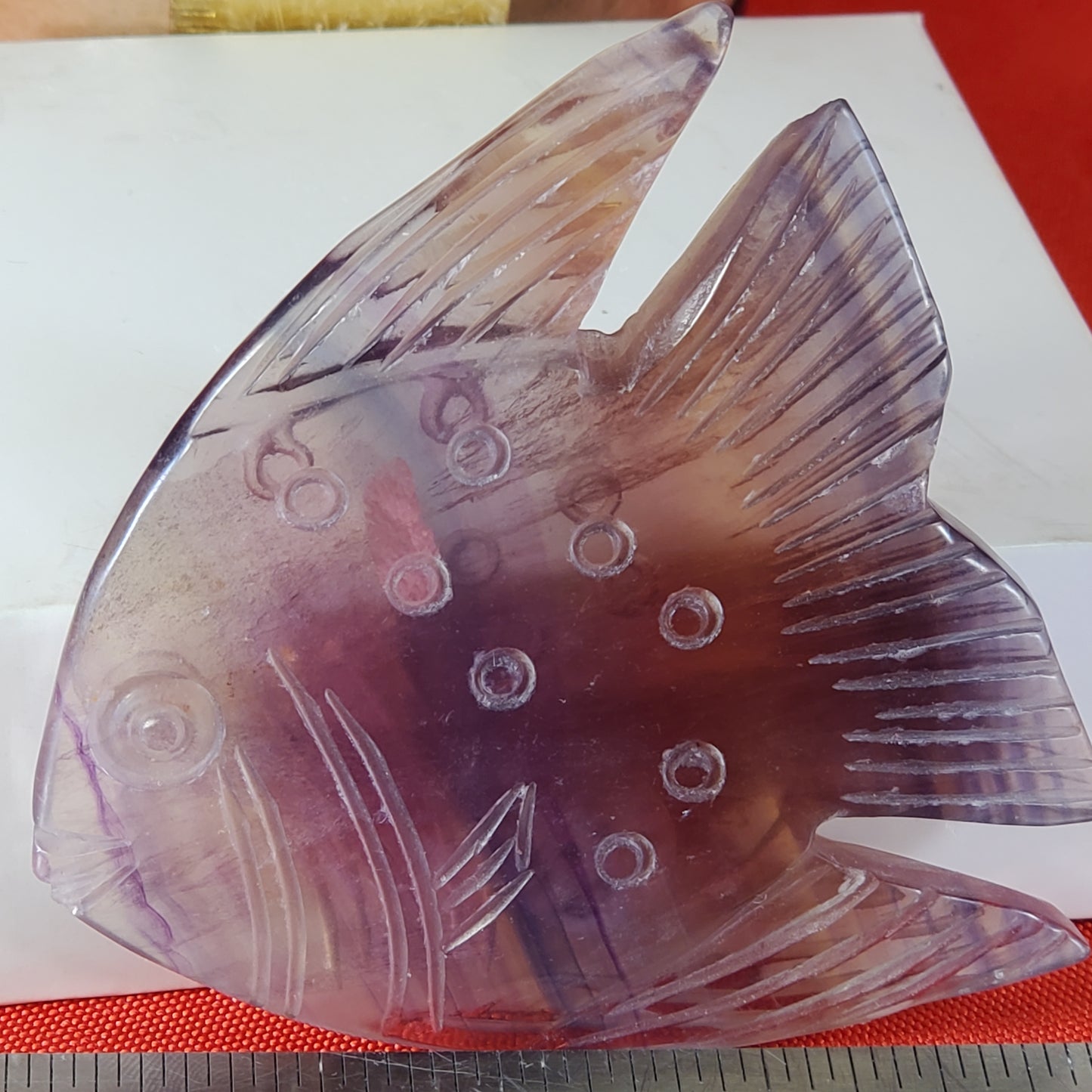 Rainbow Fluorite fish carving