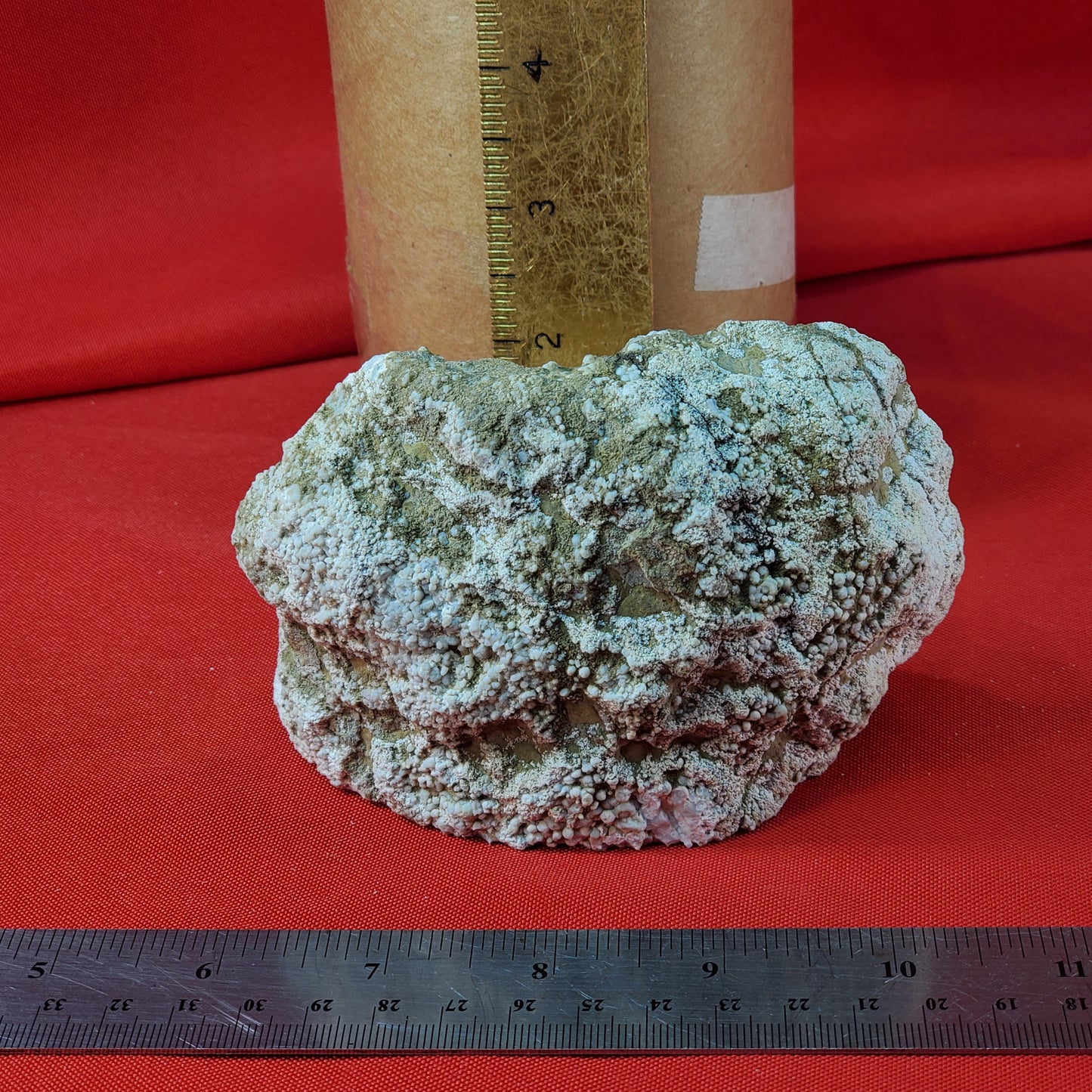 "Golden Quartz" geode with cleaved calcite and coated barite