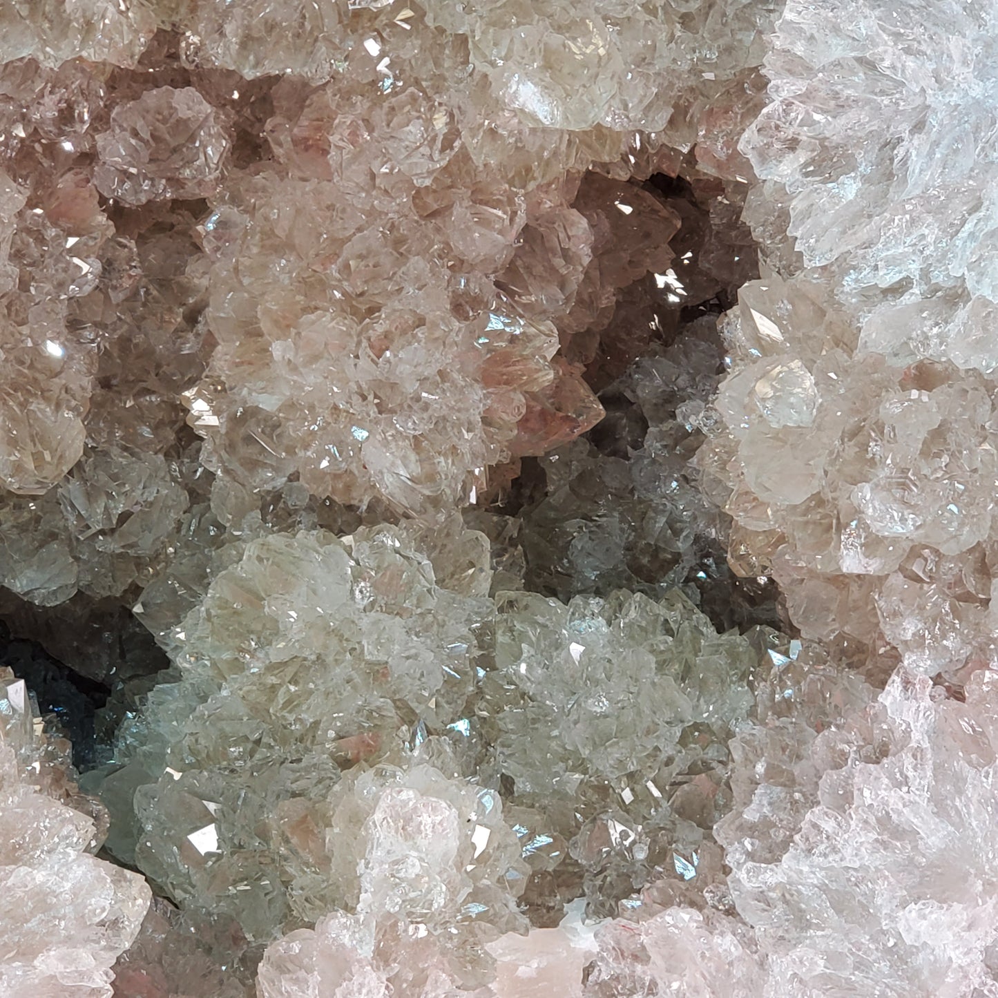 Large smoky quartz geode half