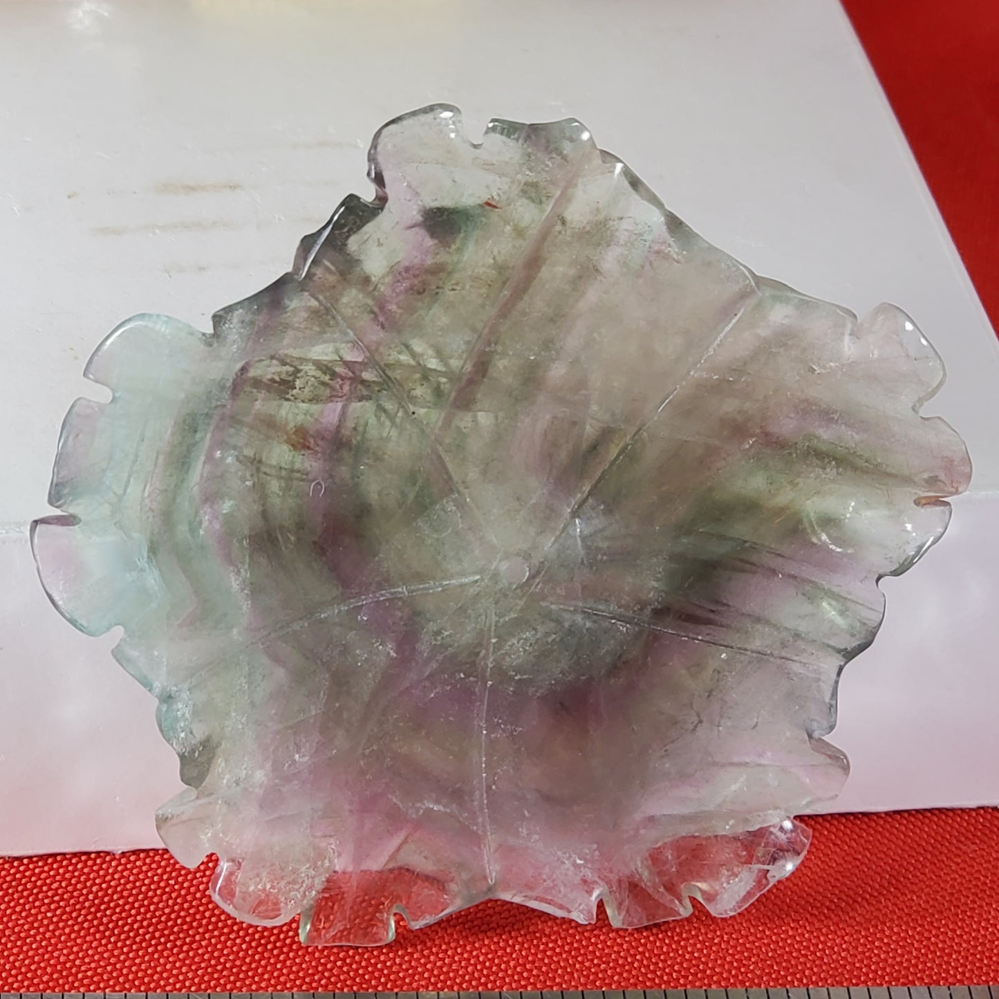 Rainbow Fluorite flower carving