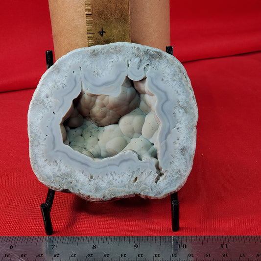 Polished chalcedony geode half