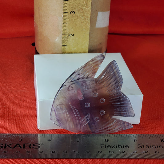 Rainbow Fluorite fish carving