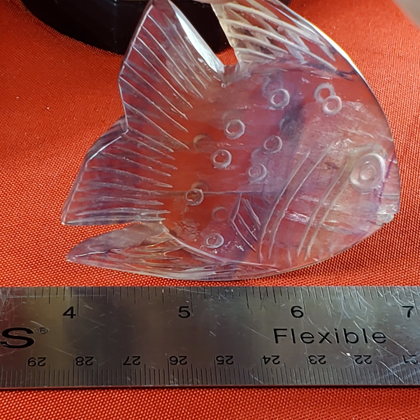 Rainbow Fluorite fish carving