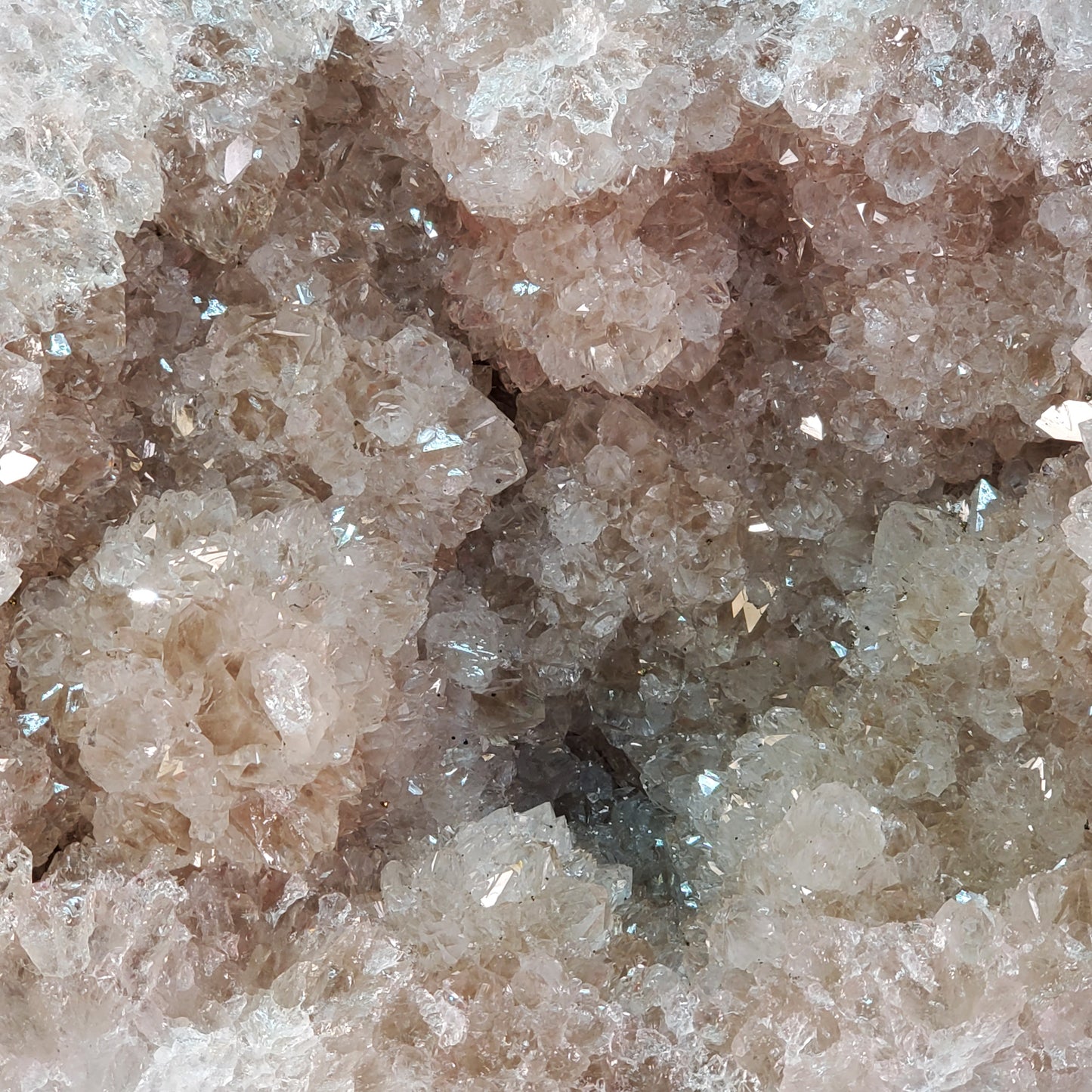 SMOKY QUARTZ GEODE SET WITH PINK CALCITE AND PYRITE