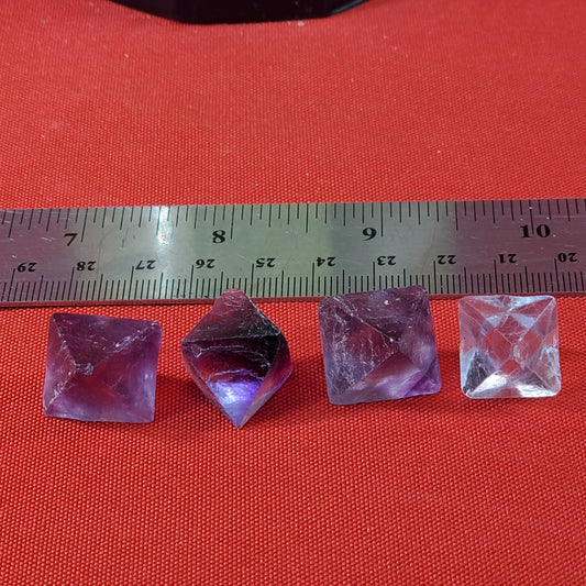 4 purple fluorite octahedrons from Hardin County, IL