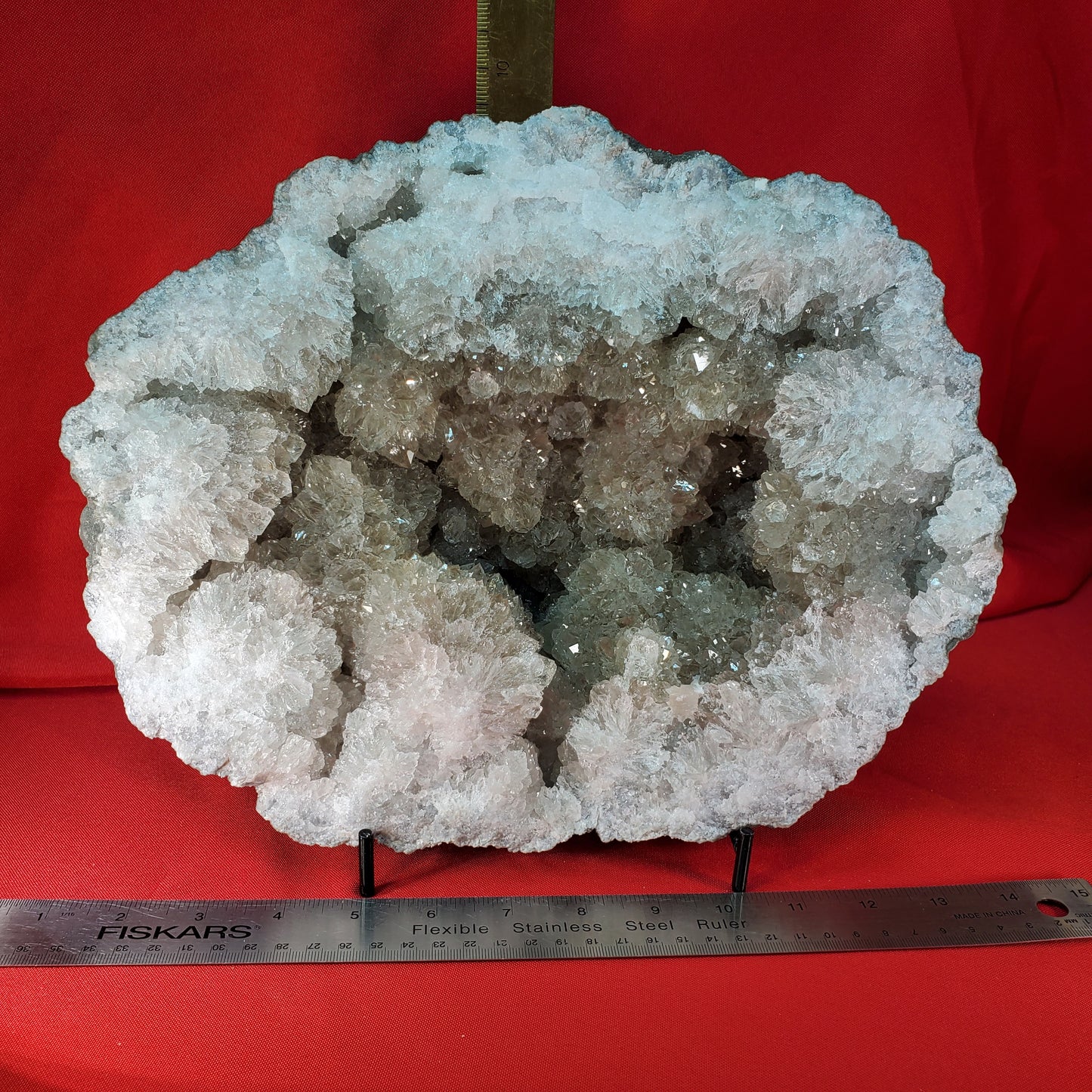 Large smoky quartz geode half