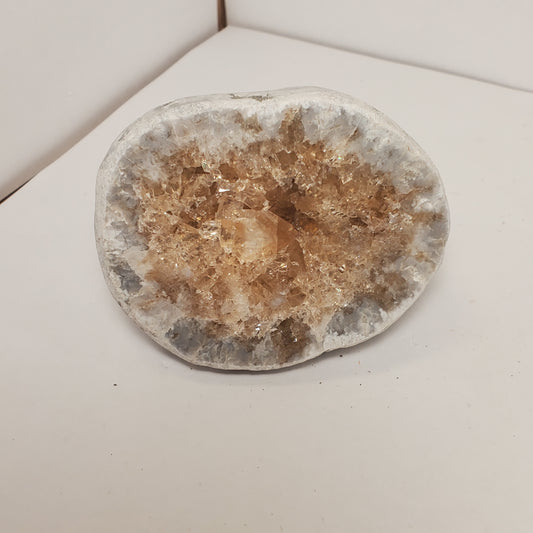 BROWN CALCITE POLISHED FABULOUS KEOKUK GEODE HALF
