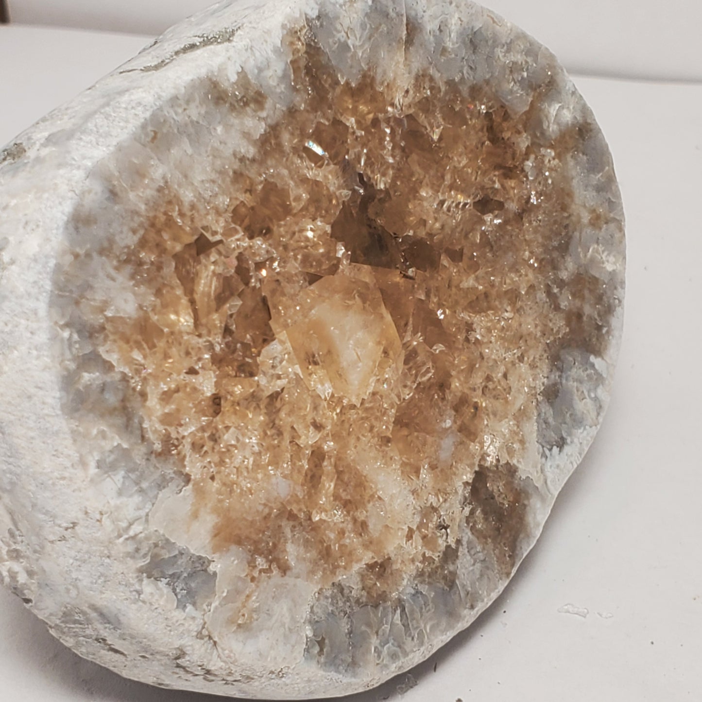 BROWN CALCITE POLISHED FABULOUS KEOKUK GEODE HALF