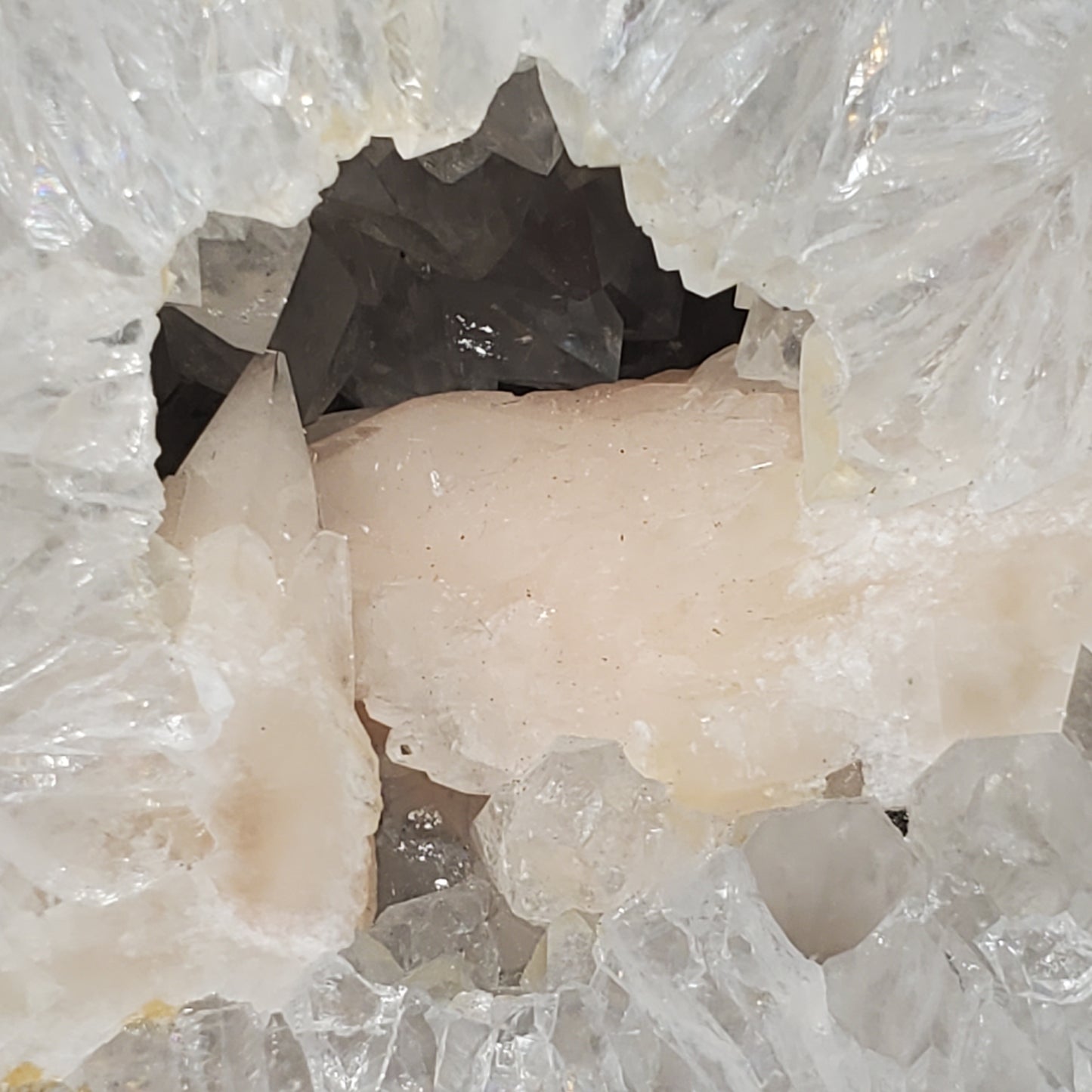 PINK CALCITE POLISHED FABULOUS KEOKUK GEODE HALF