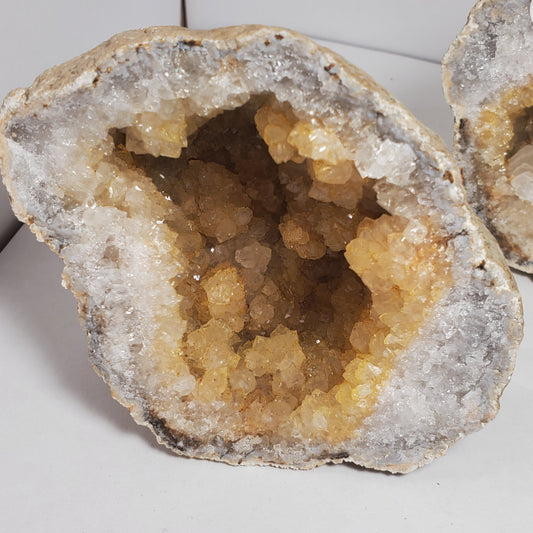 GOLDEN QUARTZ, PAGODA CALCITE FABULOUS KEOKUK GEODE SET