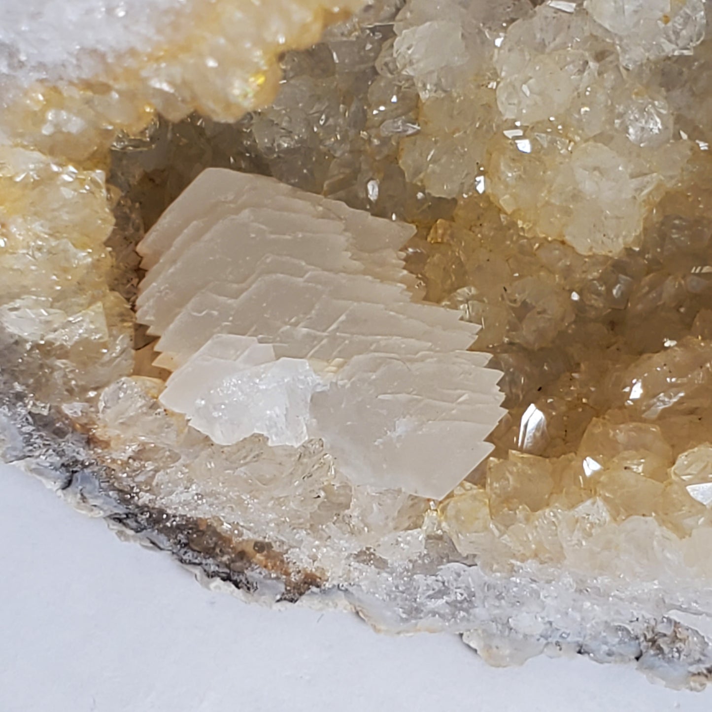 GOLDEN QUARTZ, PAGODA CALCITE FABULOUS KEOKUK GEODE SET